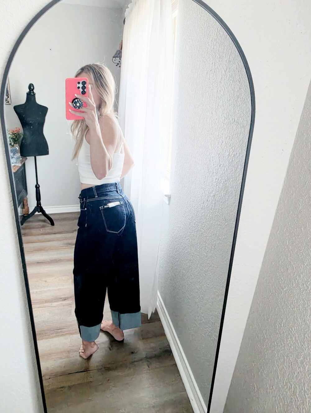 RISEN Deep Dark Wash Cuffed Barrel Jeans Cropped Stretch Classic Various NEW - Picture 11 of 15
